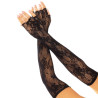 Leg Avenue - Gants Sans Doigts Reseau Floral Noir